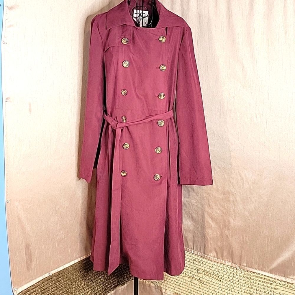 JACK Plum Double Breasted Trench Coat Large